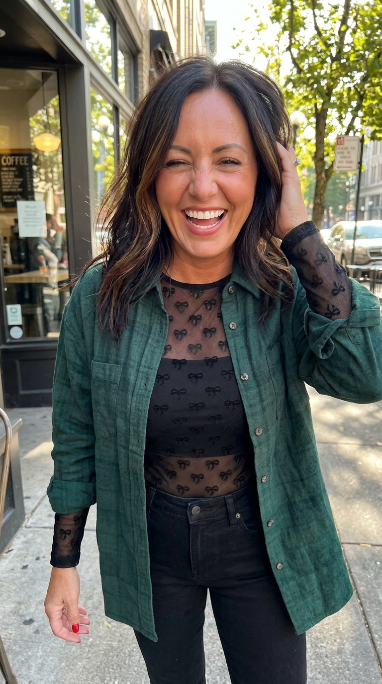 After Dark Bow Mesh Top